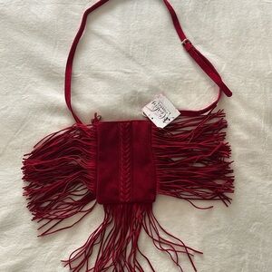 Fringed Red Shoulder Bag
